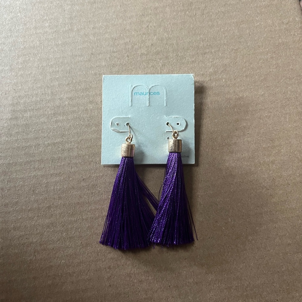 Maurices Vibrant Purple Tassel Earrings